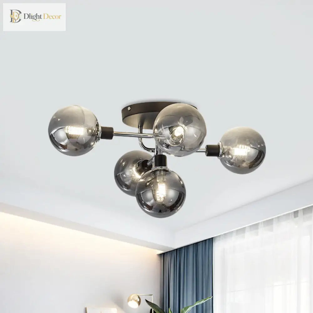 Modern Elegance: Glass Globe Semi - Flush Mount Ceiling Light
