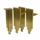 Gold metal furniture support legs (set of four), ribbed cylinders with square plates