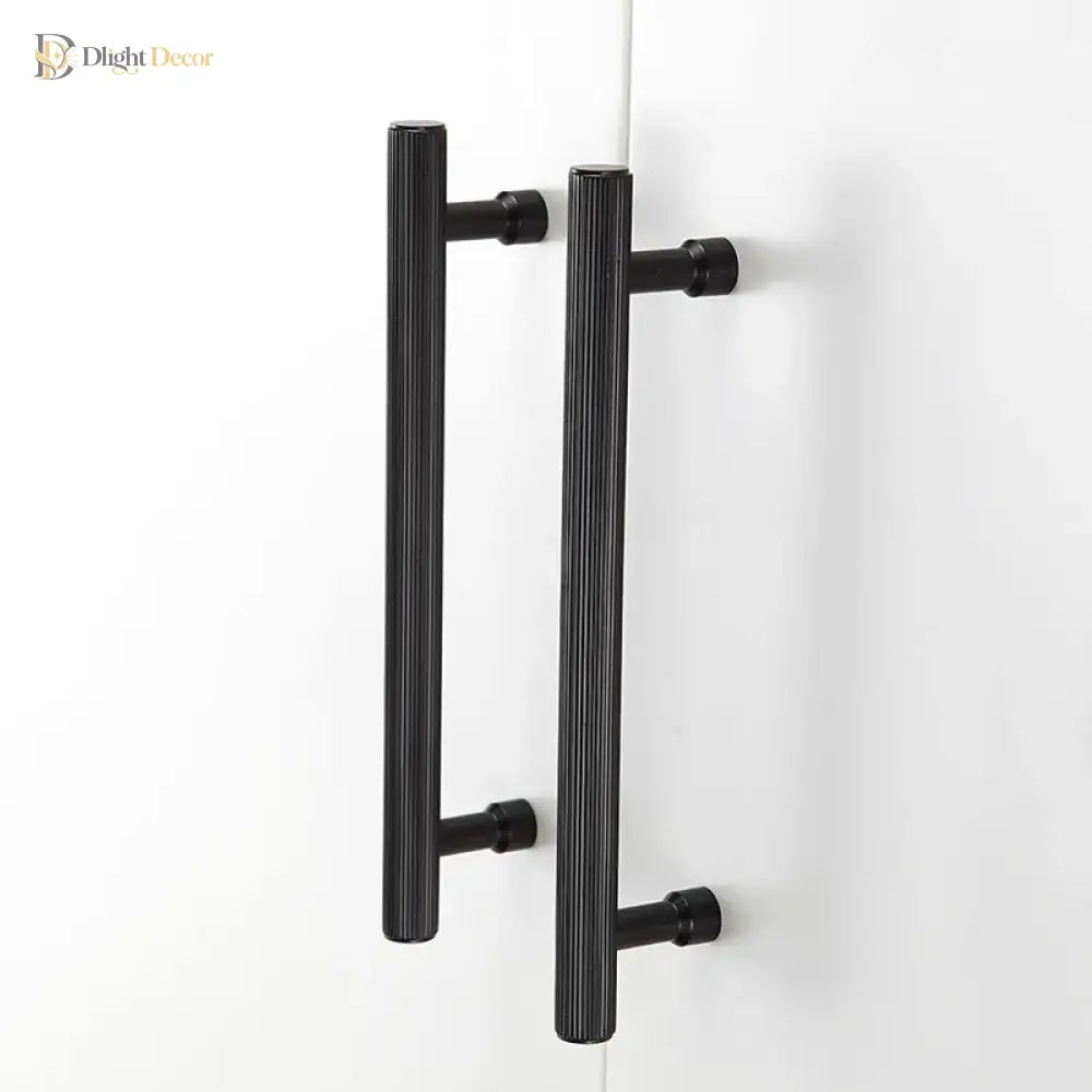 Gold and Black Brass T-Bar Handles – Straight Line Cabinet Pulls and Wardrobe Knobs Handles