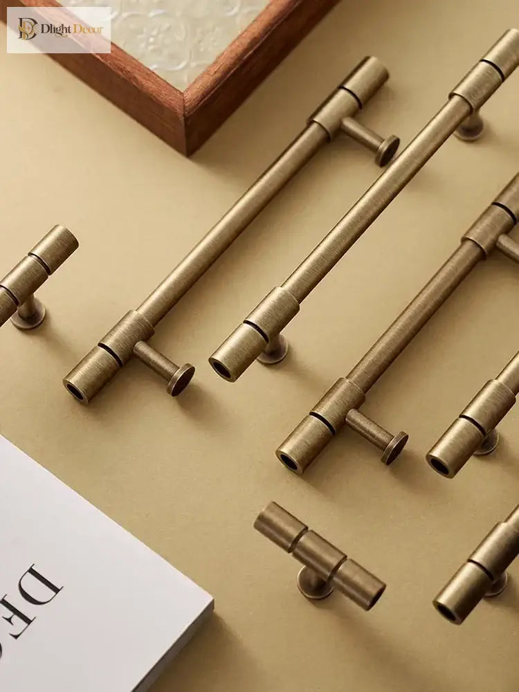 Gold and Bronze Brass Wardrobe Handles – Vintage Cabinet Drawer Pulls and Bar Handles Handles