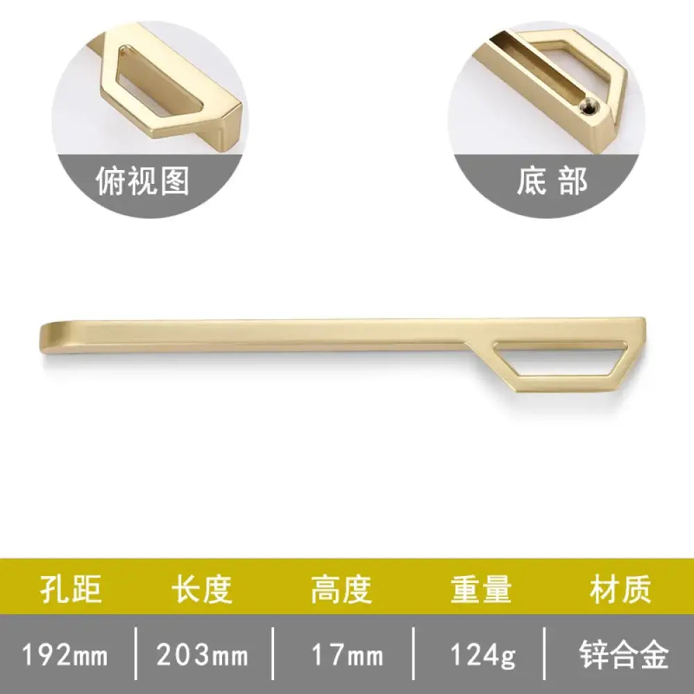 Gold and Pearl Grey Cabinet Handles - Modern Zinc Alloy Pulls for Kitchen and Furniture Gold drawing 192mm Handles