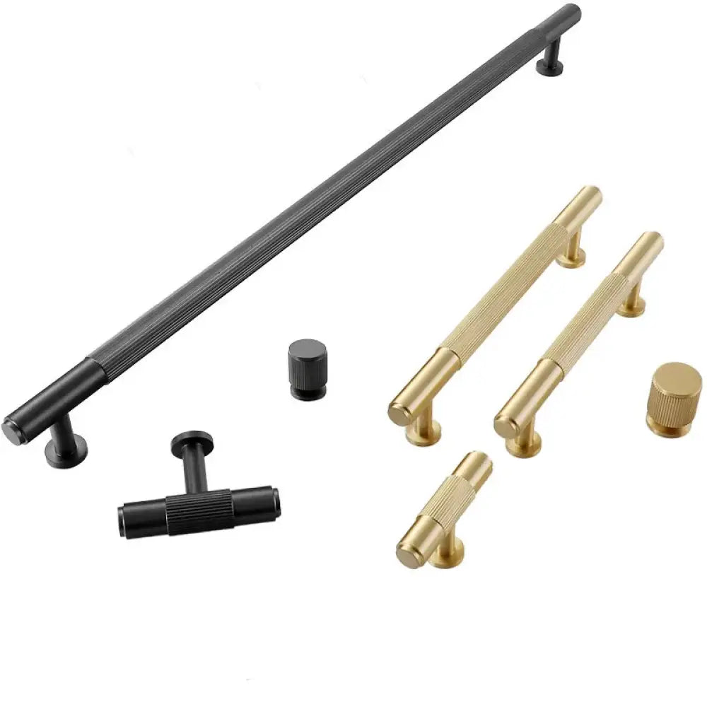 Gold Brass Cabinet Handles – Liner Knobs and Kitchen Drawer Bar Pulls for Furniture Handles