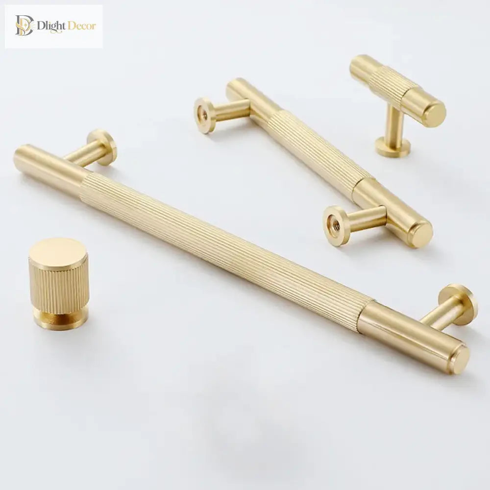 Gold Brass Cabinet Handles – Liner Knobs and Kitchen Drawer Bar Pulls for Furniture Handles