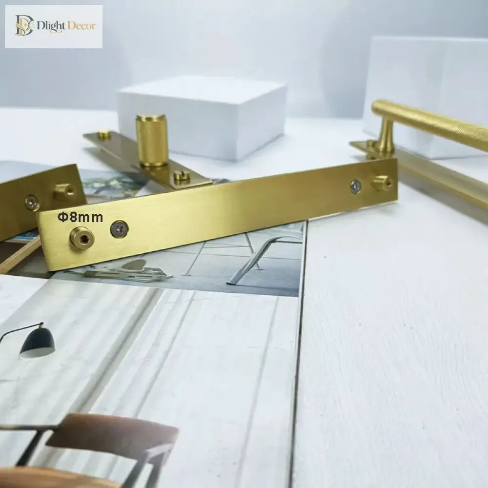 Gold Brass Handle with Plate – Knurled Cabinet Knobs and Modern Furniture Pulls Handles
