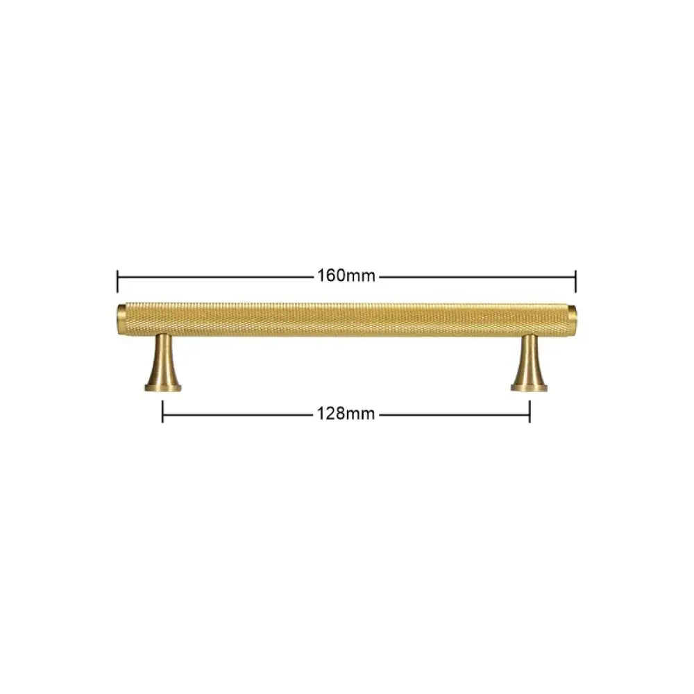 Gold Brass Handle with Plate – Knurled Cabinet Knobs and Modern Furniture Pulls TS-9009-G160 Handles