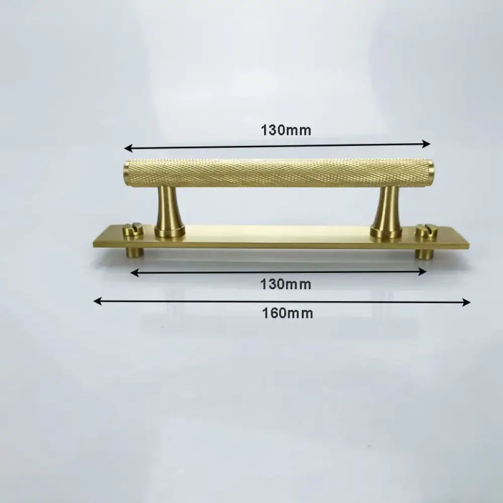 Gold Brass Handle with Plate – Knurled Cabinet Knobs and Modern Furniture Pulls TS-9009-GP130 Handles