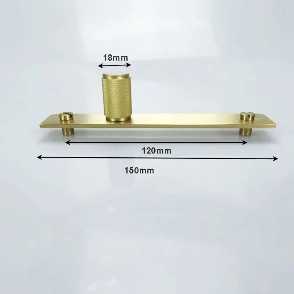 Gold Brass Handle with Plate – Knurled Cabinet Knobs and Modern Furniture Pulls TS-9009-GPS Handles