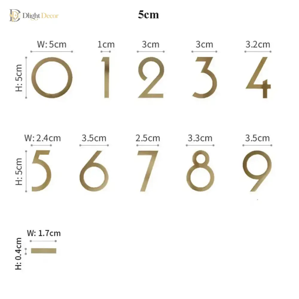 Gold Brass House Numbers – Decorative Wall Address Signs (5cm & 8cm) Brass Letters