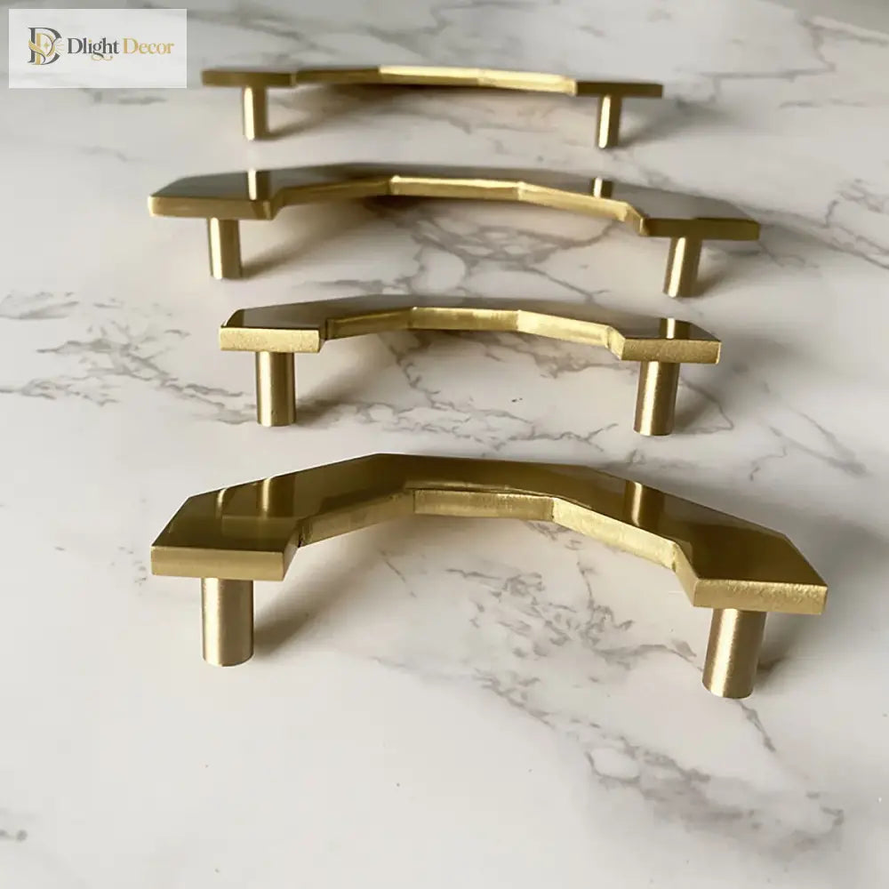 Gold Brass Octagon Cabinet Handles – Large Wardrobe Pulls and Bookcase Knobs (1 Pair) Handles