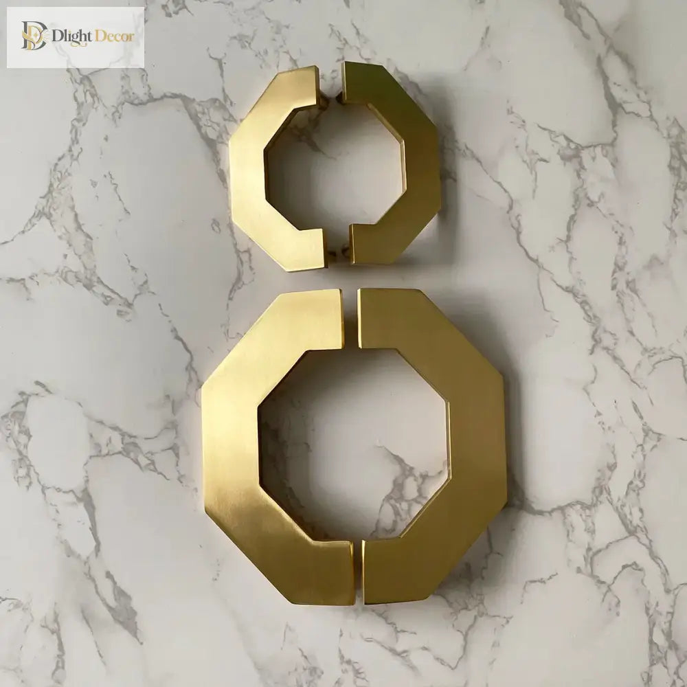 Gold Brass Octagon Cabinet Handles – Large Wardrobe Pulls and Bookcase Knobs (1 Pair) Handles