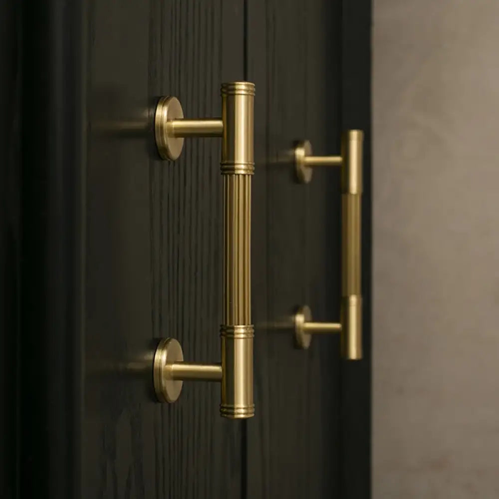 Gold Brass Vertical Linear Cabinet Handles – American-Style Wardrobe and Bar Pulls Handles