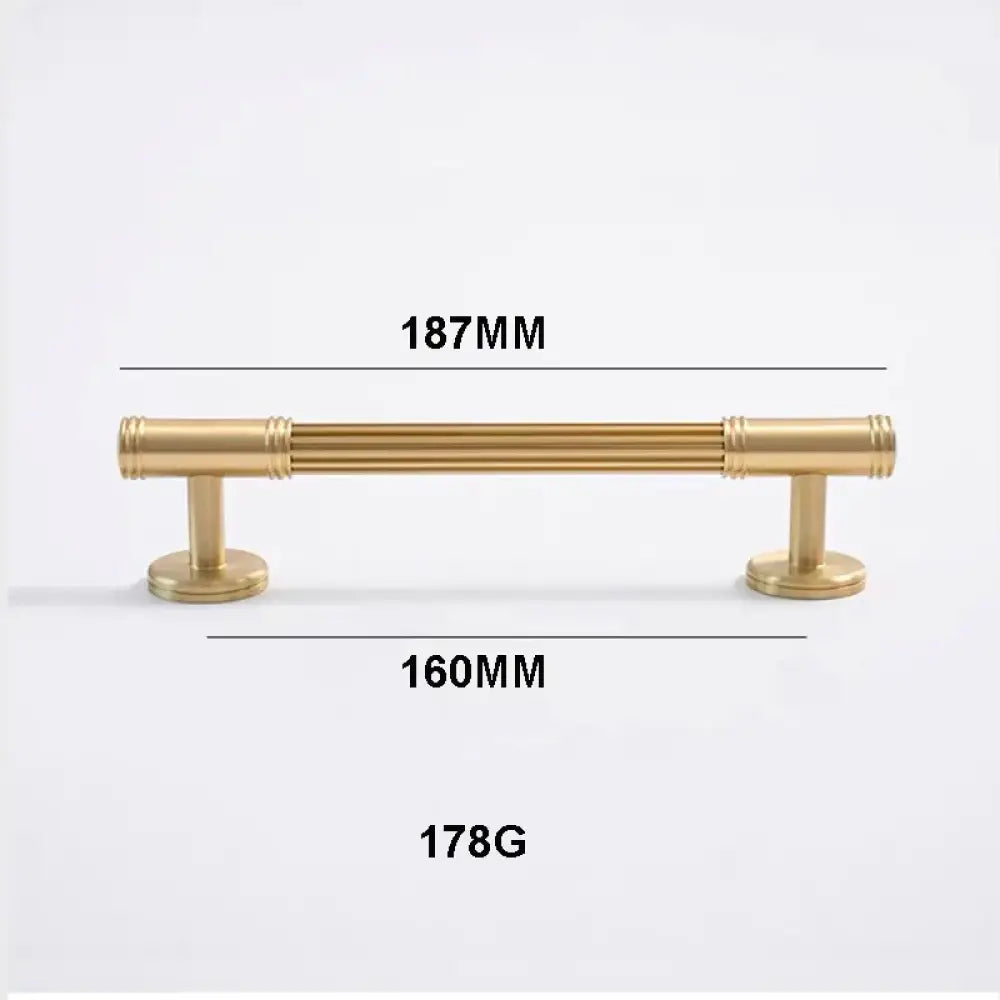 Gold Brass Vertical Linear Cabinet Handles – American-Style Wardrobe and Bar Pulls 187mm Handles