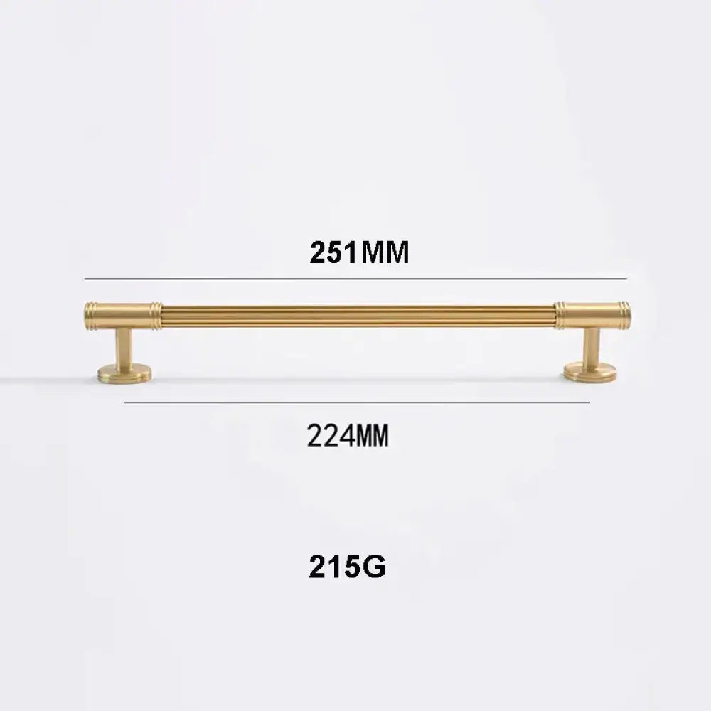 Gold Brass Vertical Linear Cabinet Handles – American-Style Wardrobe and Bar Pulls 251mm Handles