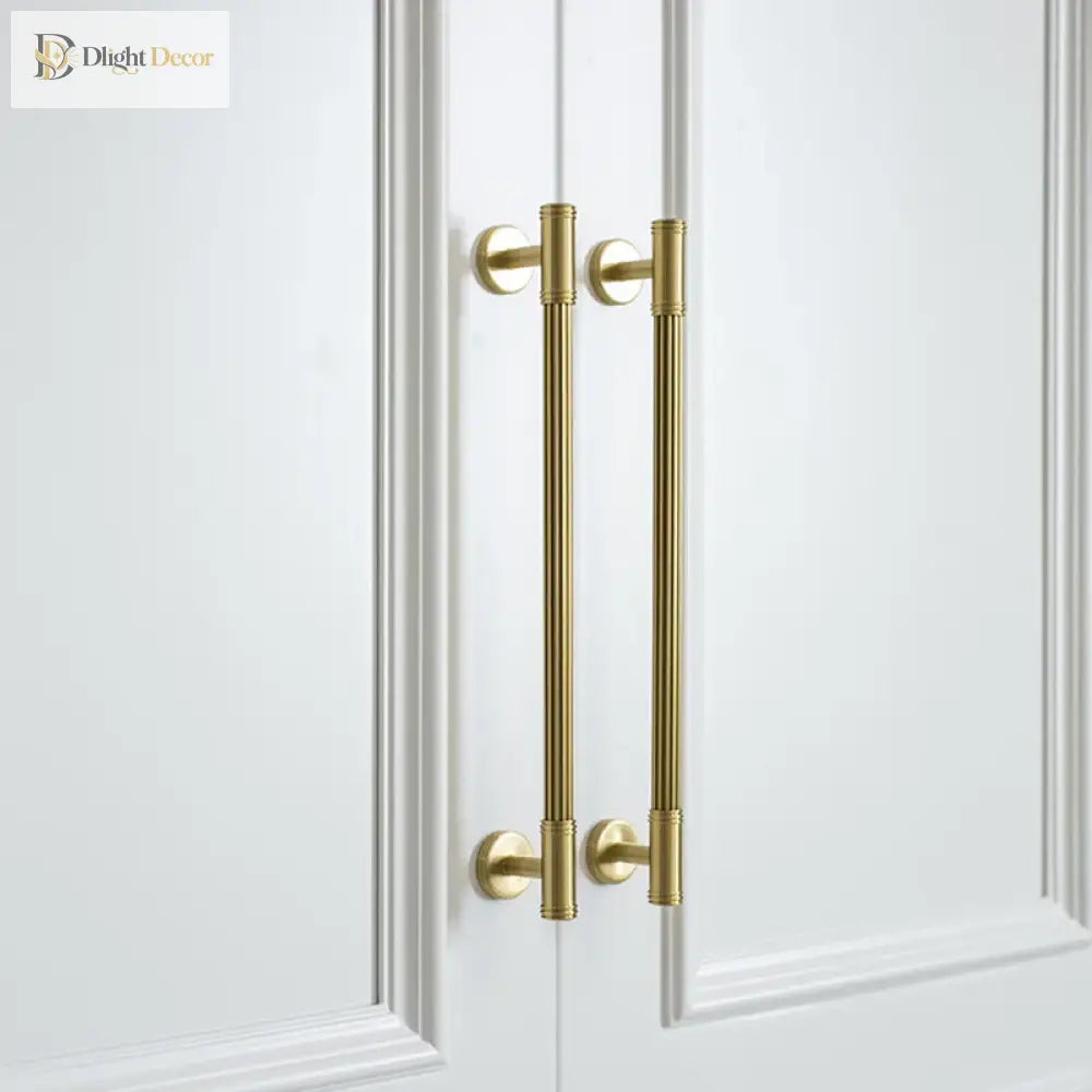 Gold Brass Vertical Linear Cabinet Handles – American-Style Wardrobe and Bar Pulls Handles