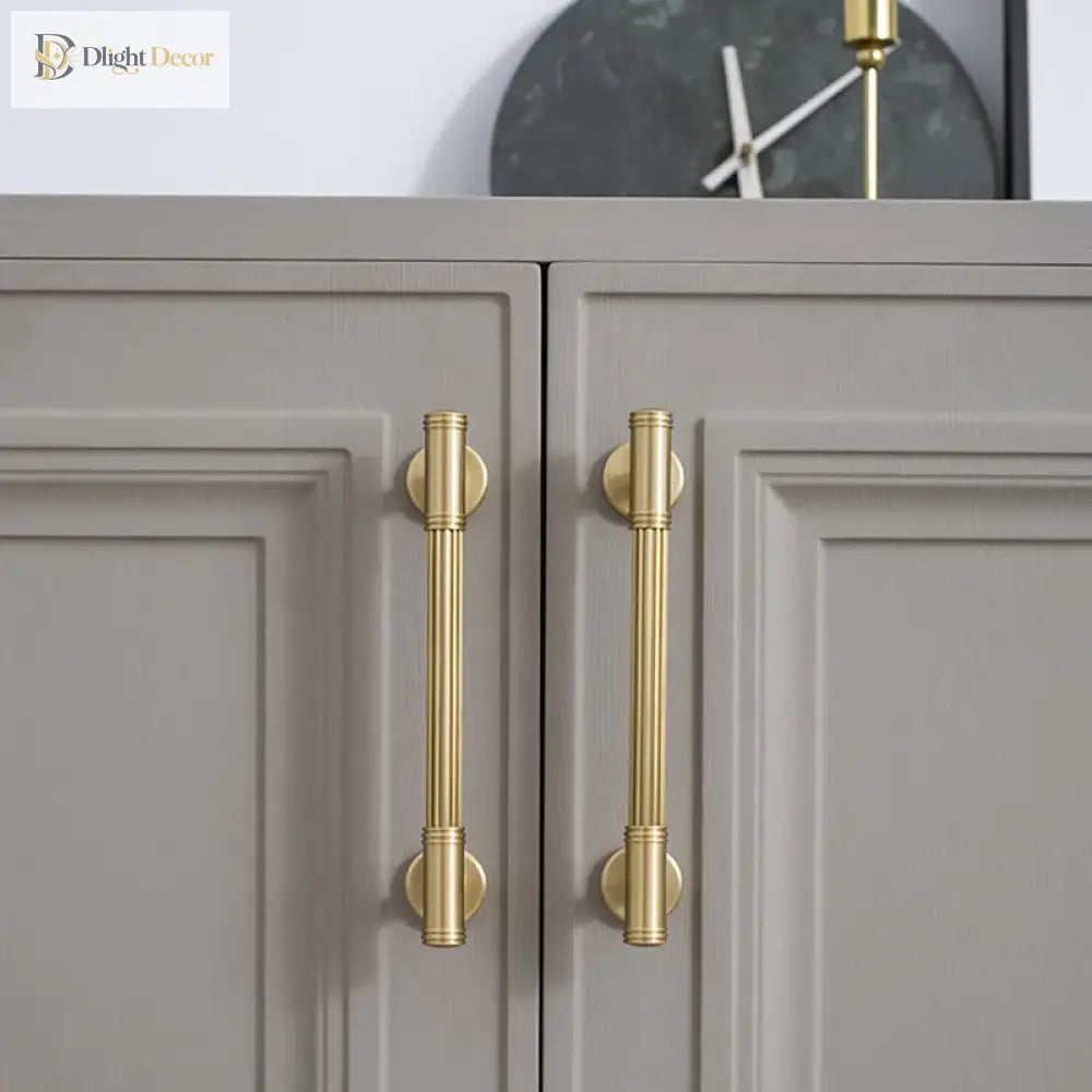Gold Brass Vertical Linear Cabinet Handles – American-Style Wardrobe and Bar Pulls Handles