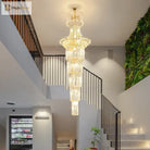 European - Style Duplex High Ceiling Chandelier - Golden Elegance For Grand Halls And Stairwell