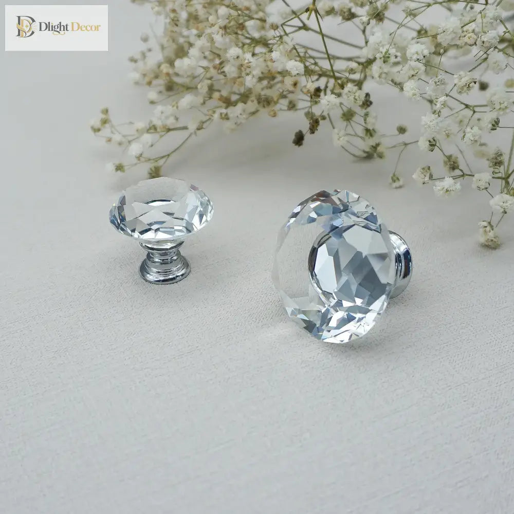 Luxury Gold Chrome Cabinet Handles – Modern Zinc Alloy and Crystal Glass Drawer Knobs for Wardrobes and Dressers Handles