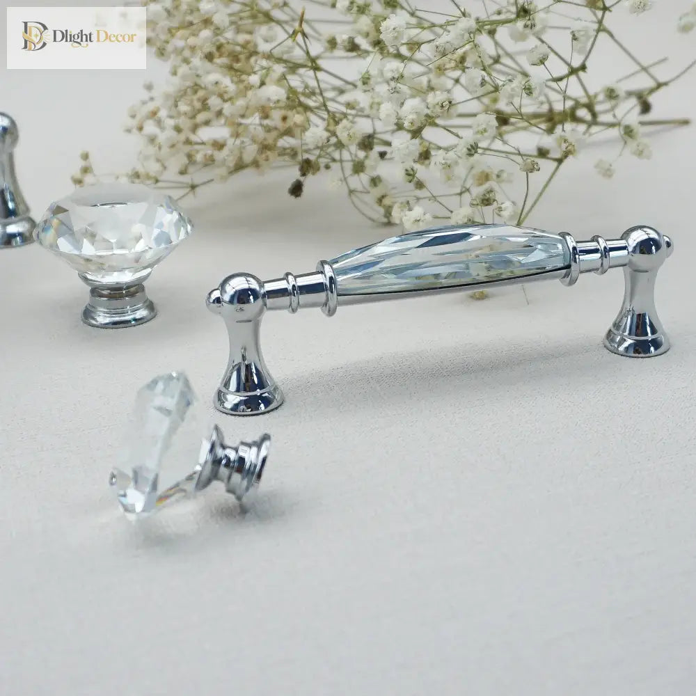 Luxury Gold Chrome Cabinet Handles – Modern Zinc Alloy and Crystal Glass Drawer Knobs for Wardrobes and Dressers Handles