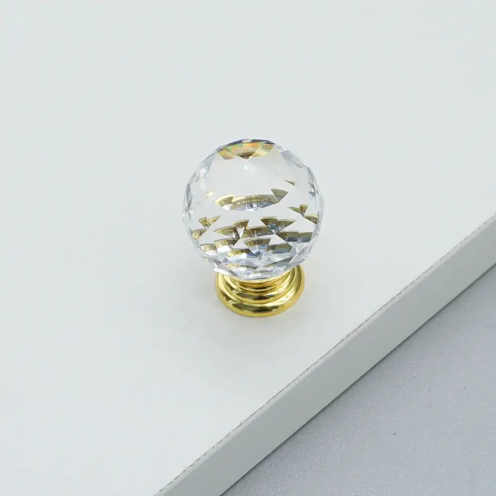 Luxury Gold Chrome Cabinet Handles – Modern Zinc Alloy and Crystal Glass Drawer Knobs for Wardrobes and Dressers small