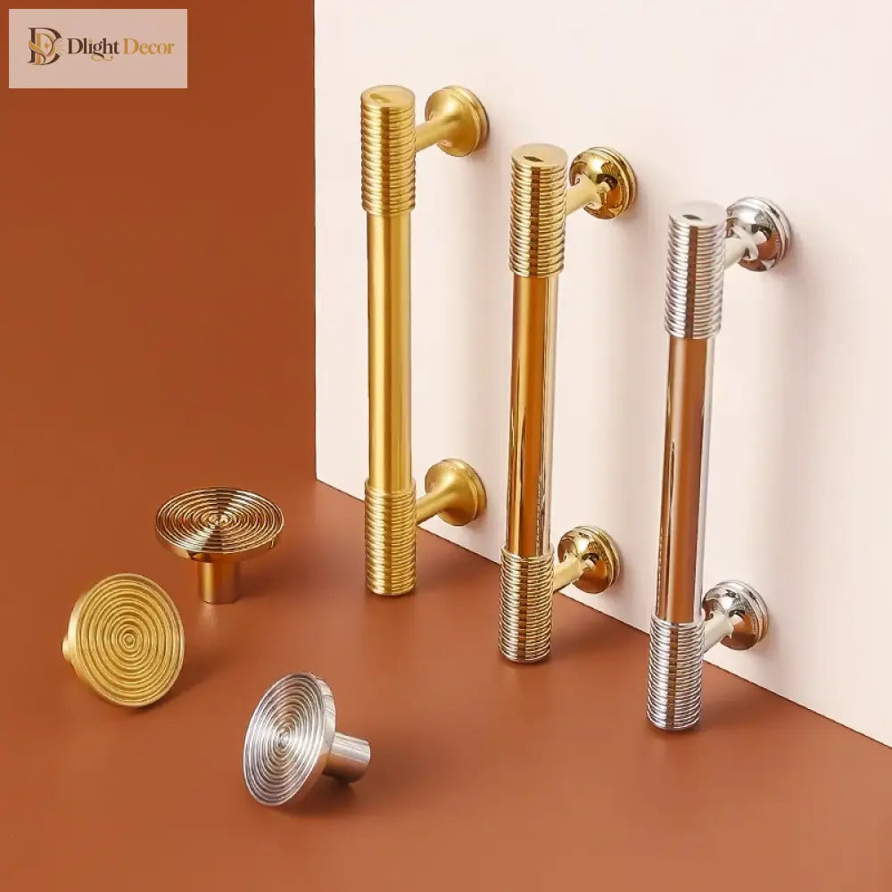 Gold Chrome Polished Gold Spiral Deco Furniture Handles – Modern Kitchen Cabinet and Wardrobe Pulls Handles