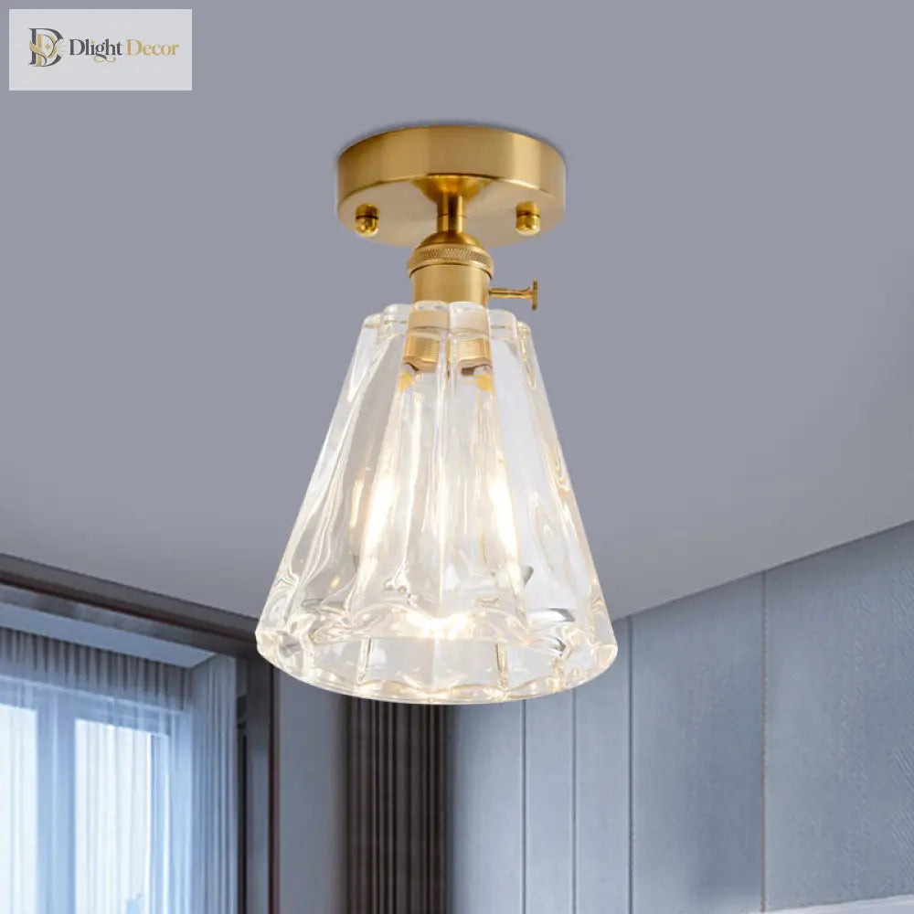 Industrial Chic Meets Modern Versatility: The Clear Glass Single - Light Gold Ceiling Light