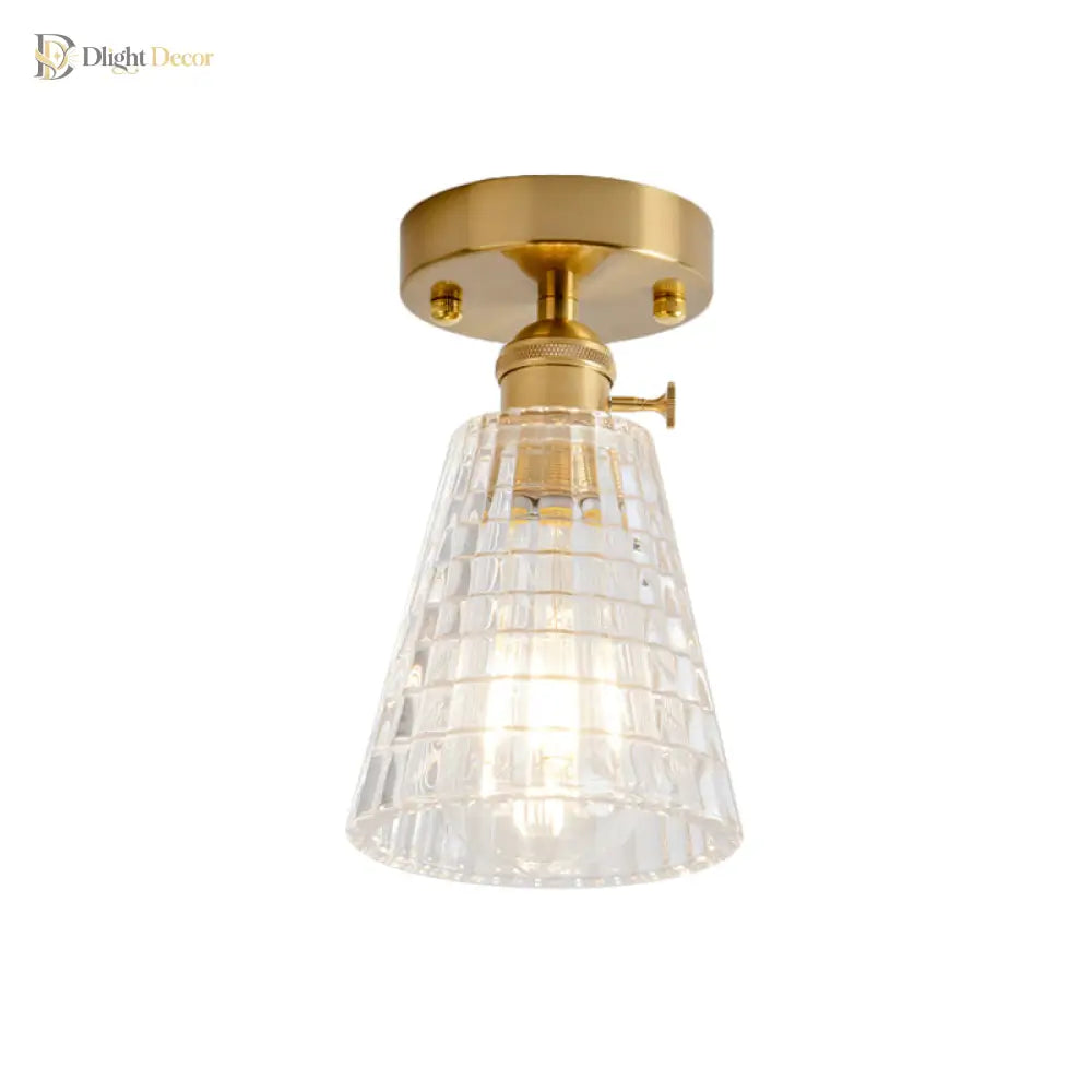 Industrial Chic Meets Modern Versatility: The Clear Glass Single - Light Gold Ceiling Light