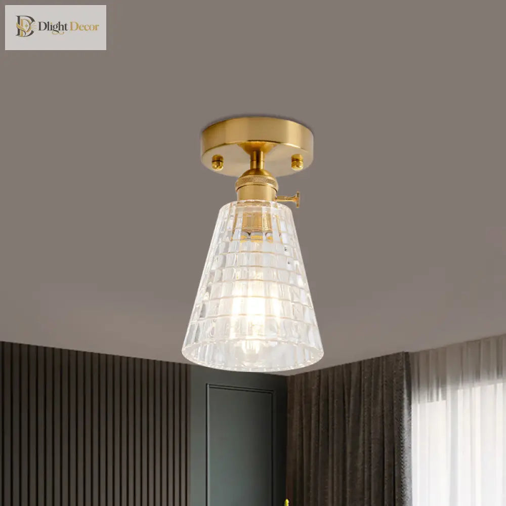 Industrial Chic Meets Modern Versatility: The Clear Glass Single - Light Gold Ceiling Light