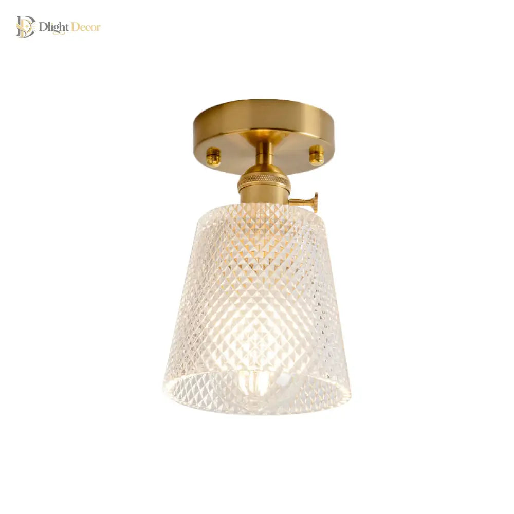 Industrial Chic Meets Modern Versatility: The Clear Glass Single - Light Gold Ceiling Light