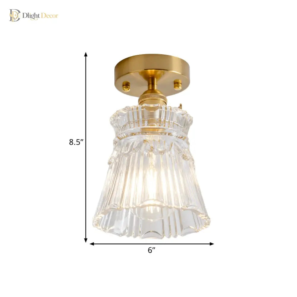 Industrial Chic Meets Modern Versatility: The Clear Glass Single - Light Gold Ceiling Light