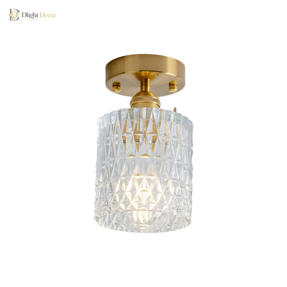 Industrial Chic Meets Modern Versatility: The Clear Glass Single - Light Gold Ceiling Light