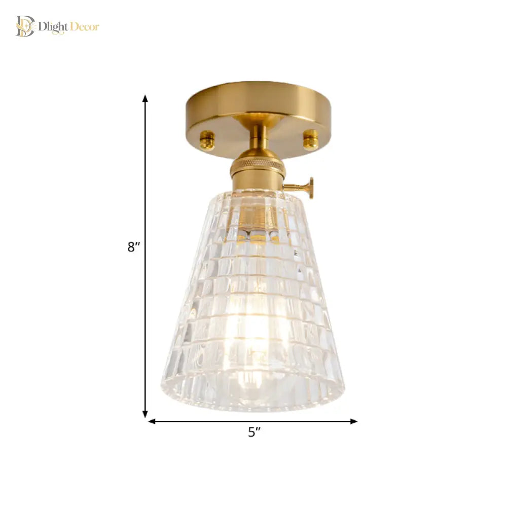 Industrial Chic Meets Modern Versatility: The Clear Glass Single - Light Gold Ceiling Light