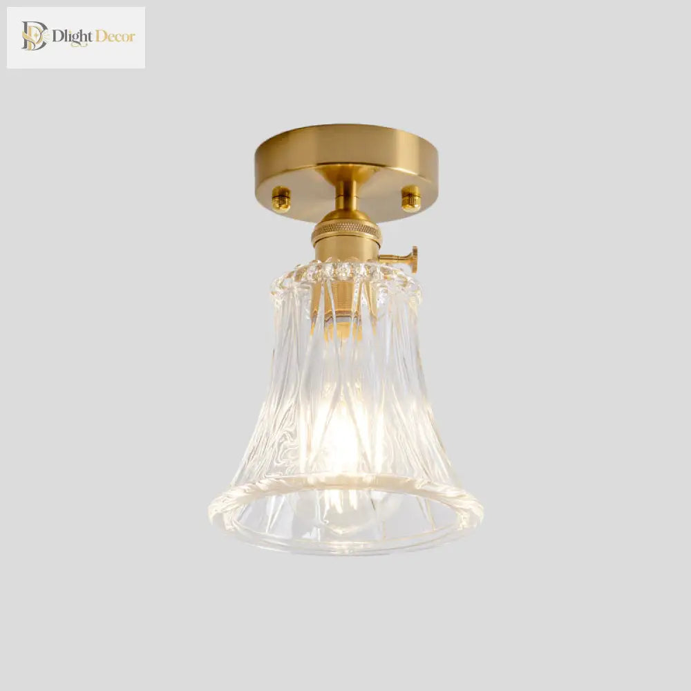 Industrial Chic Meets Modern Versatility: The Clear Glass Single - Light Gold Ceiling Light