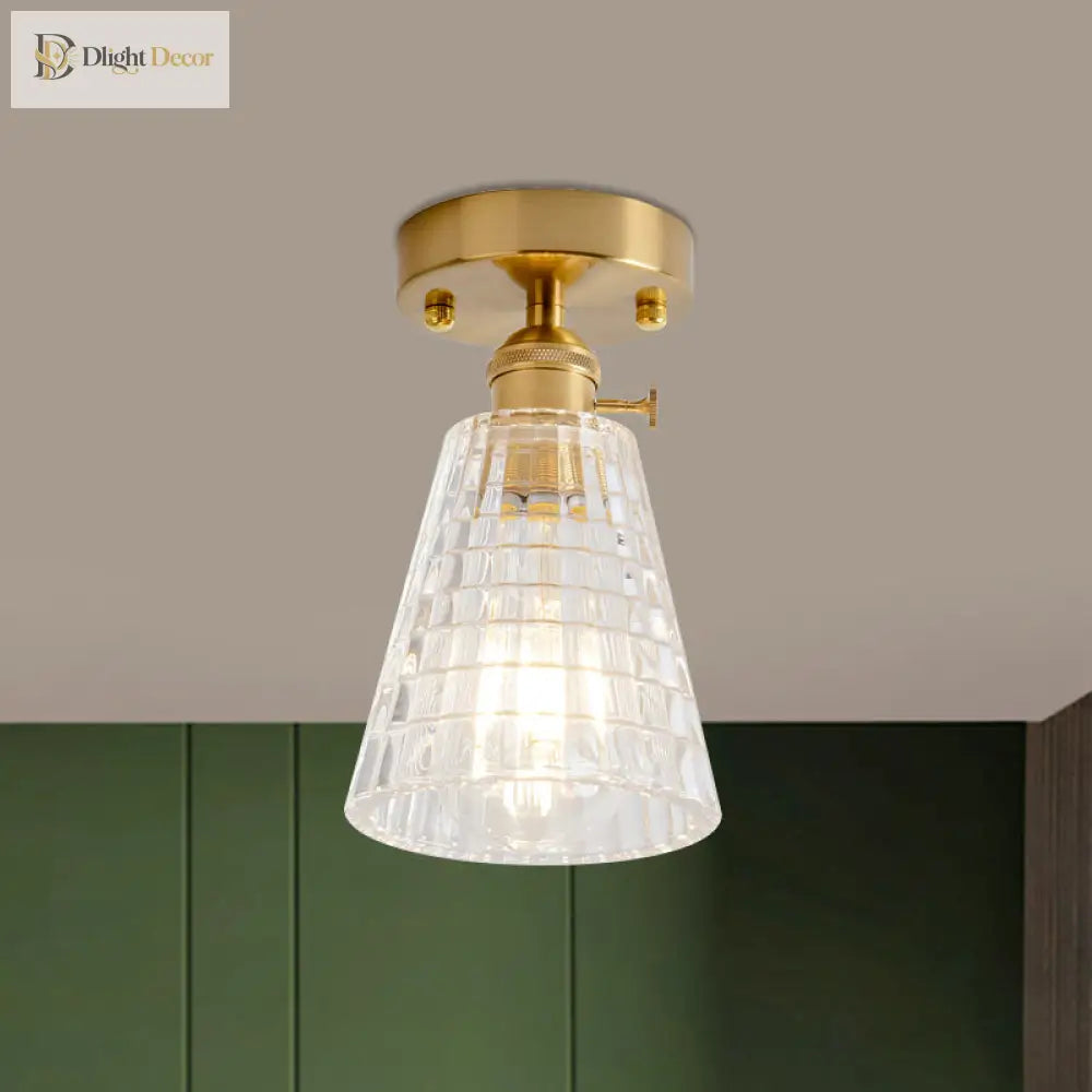 Industrial Chic Meets Modern Versatility: The Clear Glass Single - Light Gold Ceiling Light