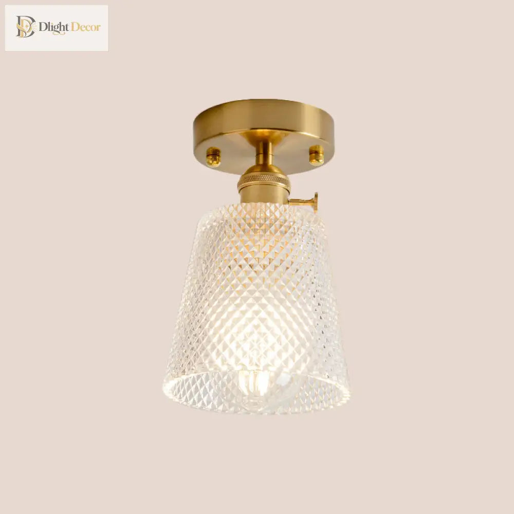 Industrial Chic Meets Modern Versatility: The Clear Glass Single - Light Gold Ceiling Light