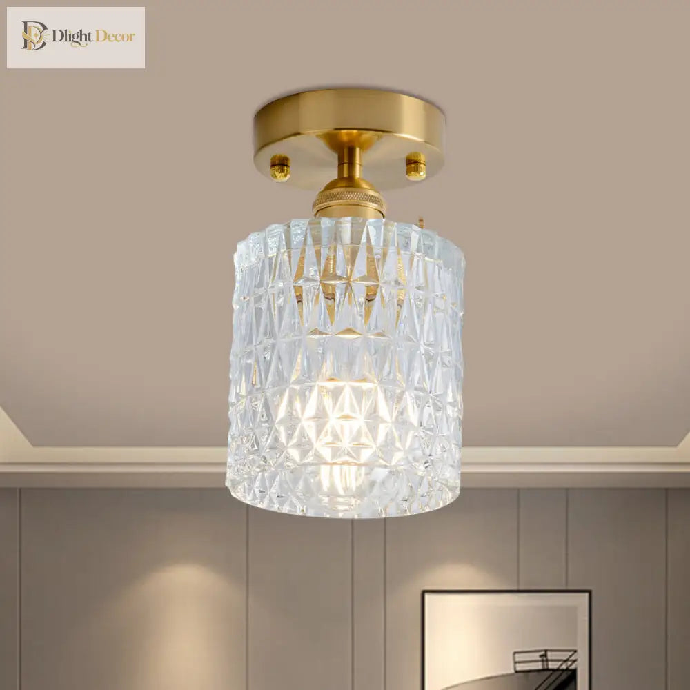 Industrial Chic Meets Modern Versatility: The Clear Glass Single - Light Gold Ceiling Light