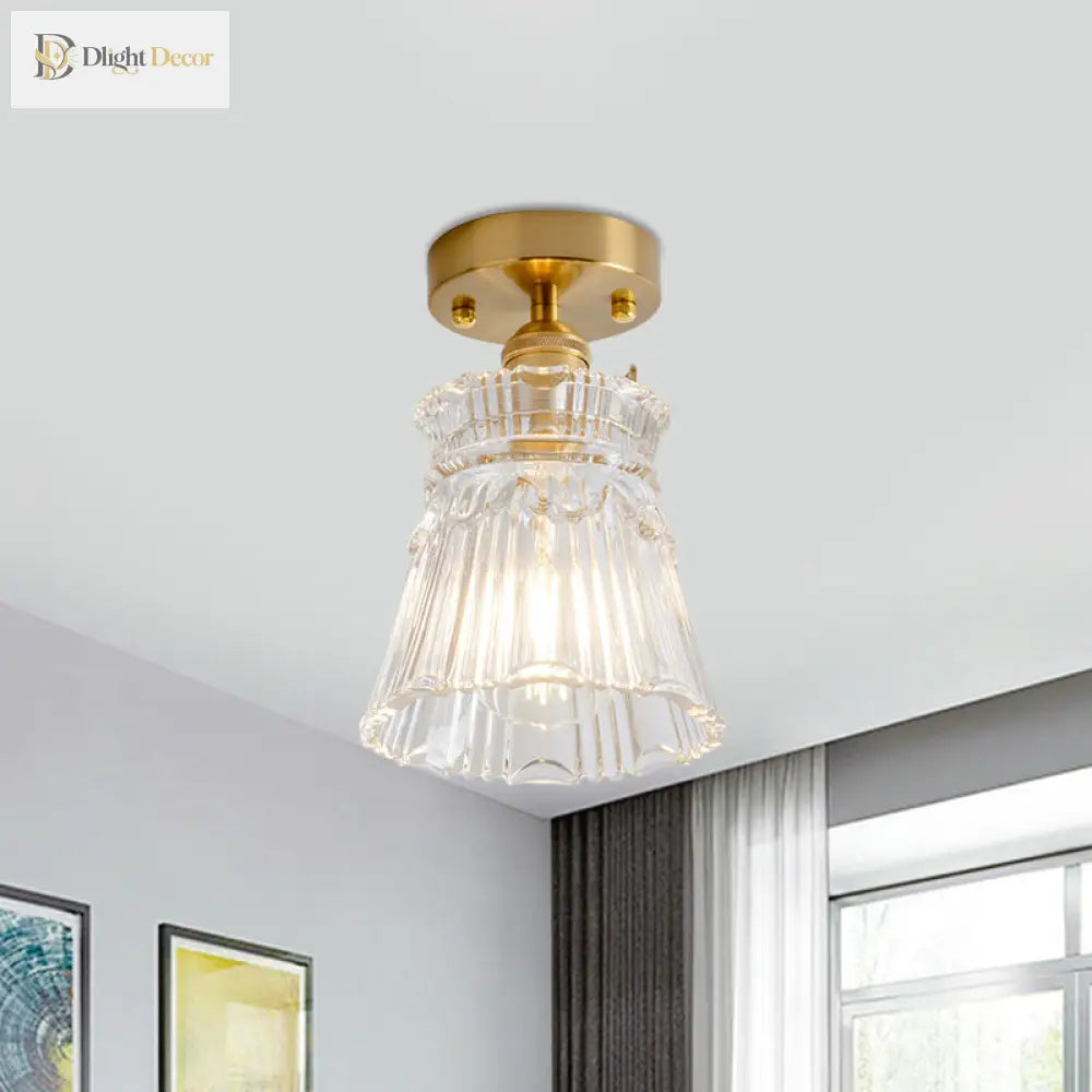 Industrial Chic Meets Modern Versatility: The Clear Glass Single - Light Gold Ceiling Light