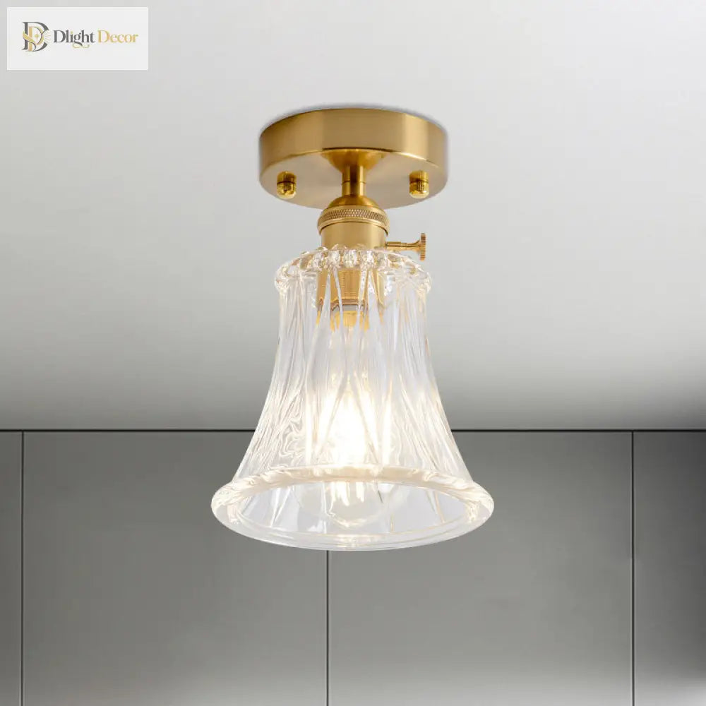 Industrial Chic Meets Modern Versatility: The Clear Glass Single - Light Gold Ceiling Light