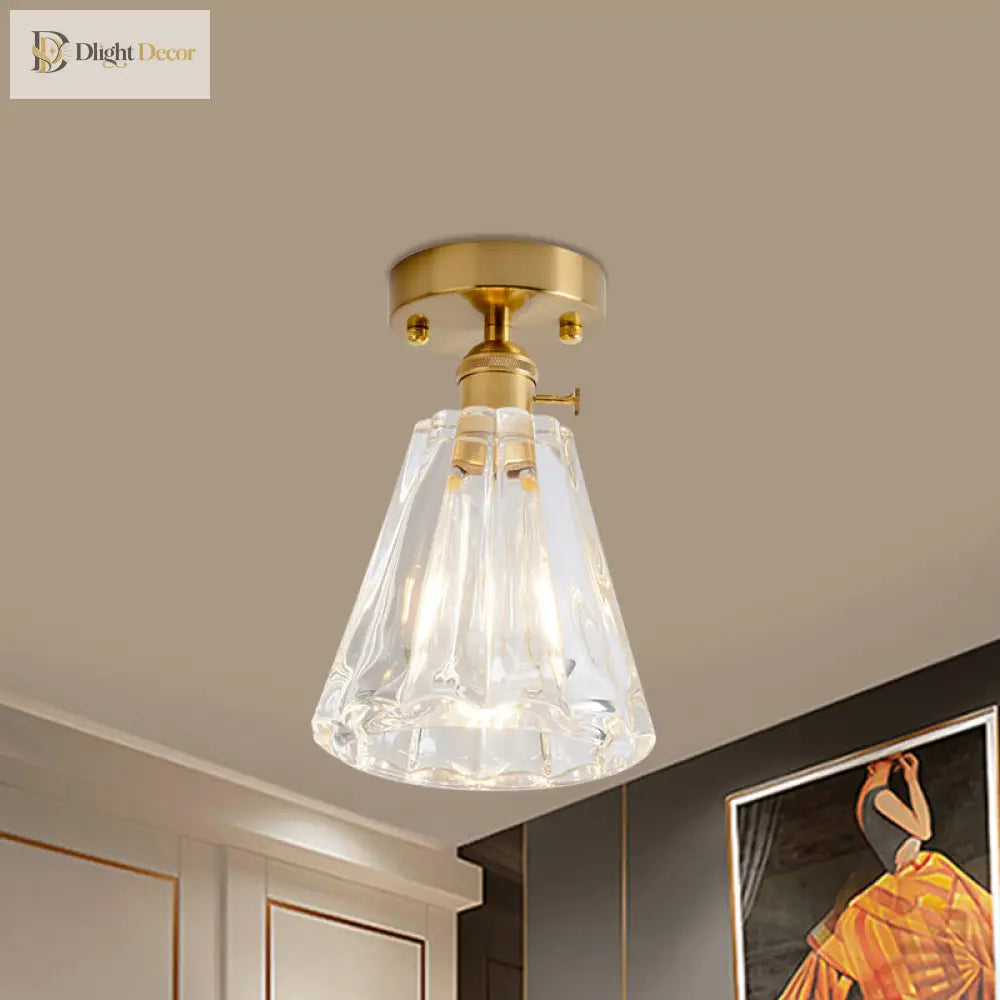 Industrial Chic Meets Modern Versatility: The Clear Glass Single - Light Gold Ceiling Light