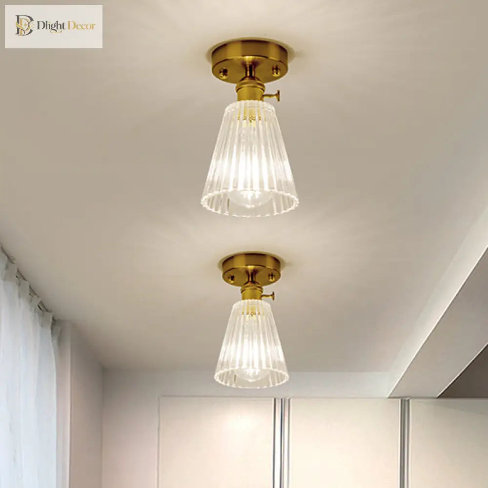 Industrial Chic Meets Modern Versatility: The Clear Glass Single - Light Gold Ceiling Light