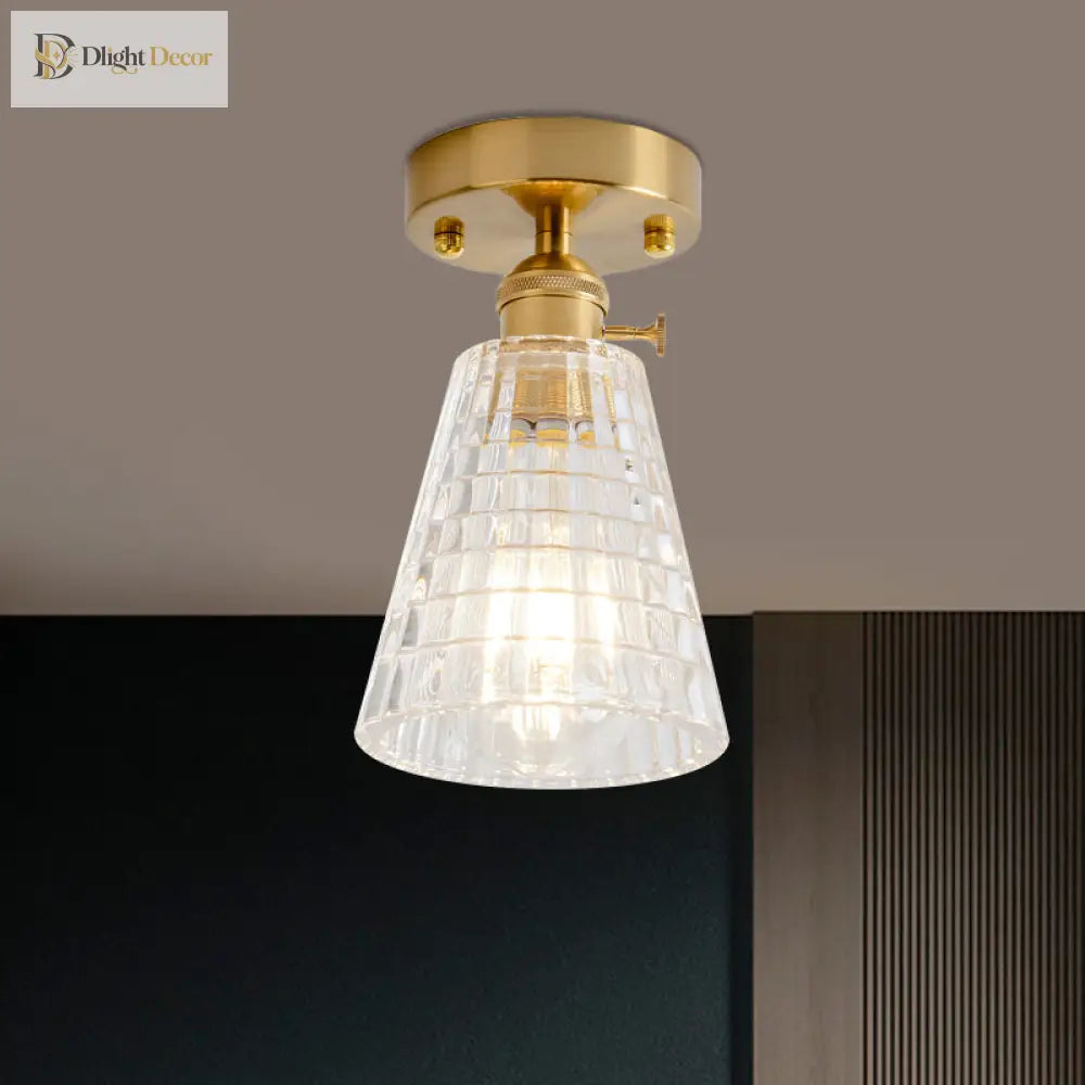 Industrial Chic Meets Modern Versatility: The Clear Glass Single - Light Gold Ceiling Light