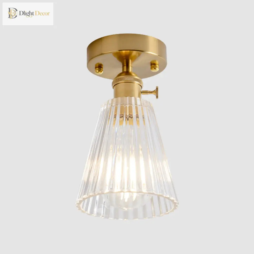 Industrial Chic Meets Modern Versatility: The Clear Glass Single - Light Gold Ceiling Light