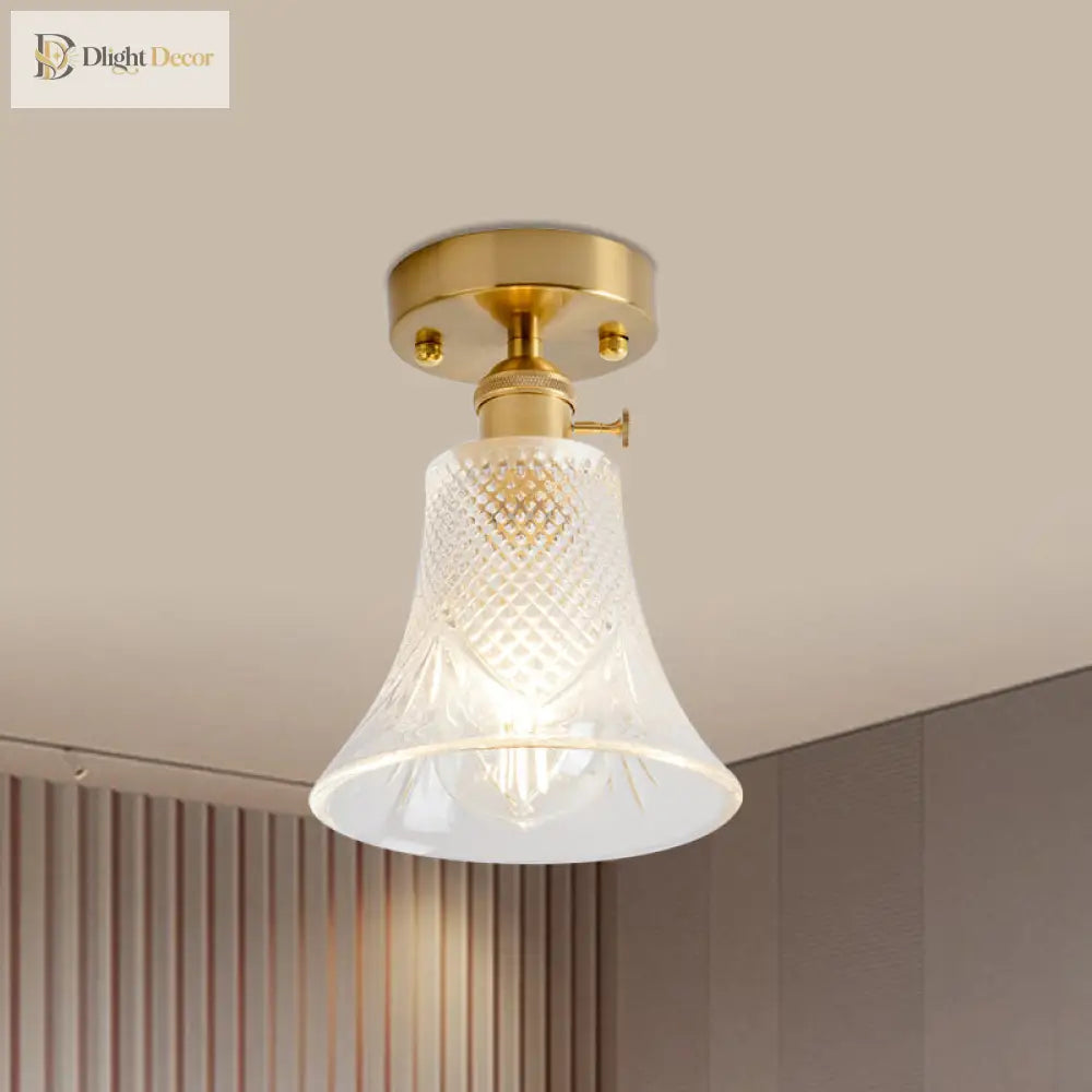 Industrial Chic Meets Modern Versatility: The Clear Glass Single - Light Gold Ceiling Light
