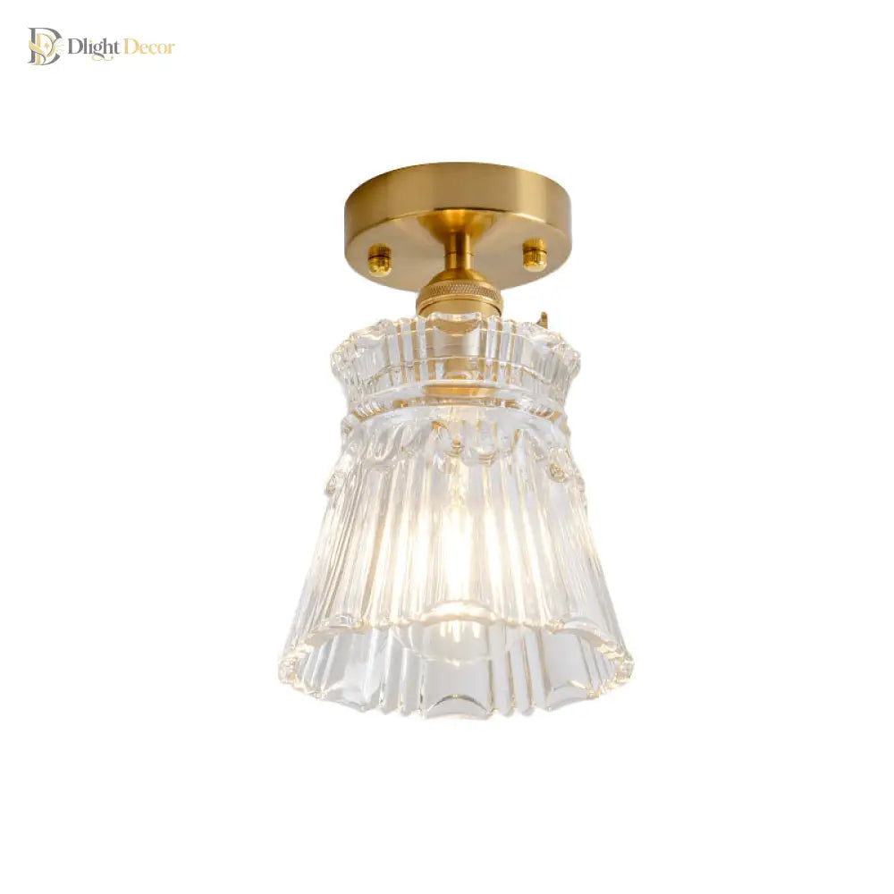 Industrial Chic Meets Modern Versatility: The Clear Glass Single - Light Gold Ceiling Light