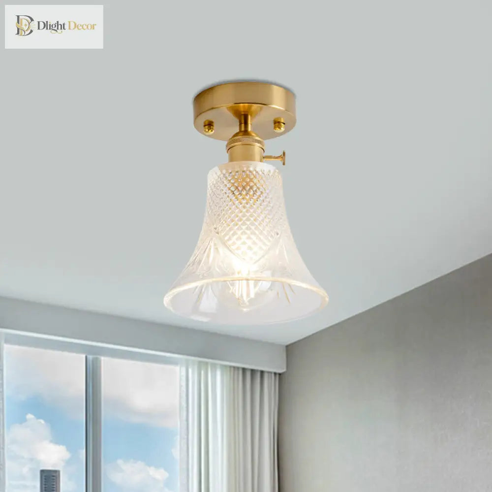 Industrial Chic Meets Modern Versatility: The Clear Glass Single - Light Gold Ceiling Light