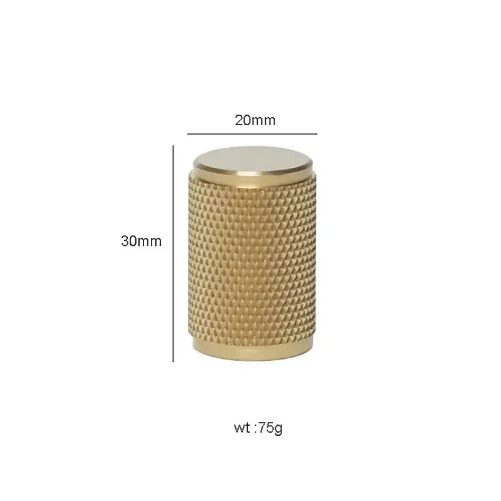 Gold Knurled Brass Kitchen Cabinet Handles – T-Bar Drawer Pulls and Copper Knobs (14mm Diameter) 20mm knob / 1 piece