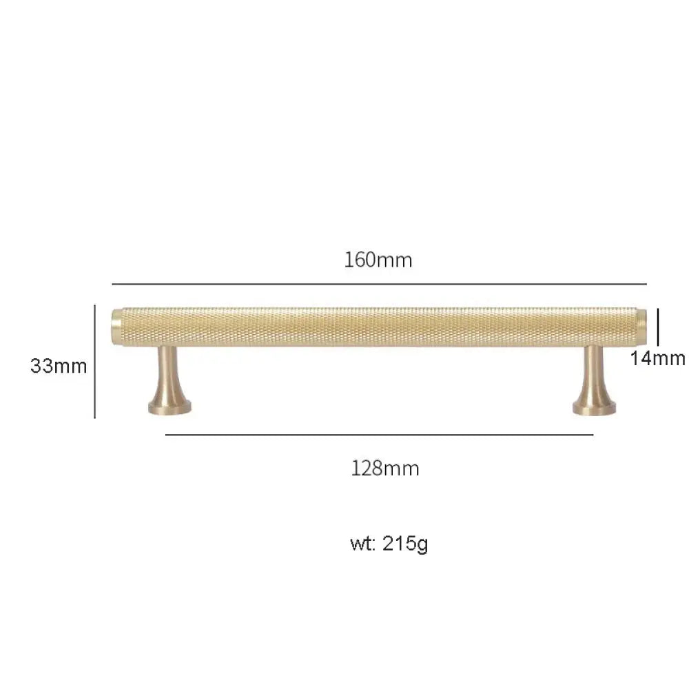 Gold Knurled Brass Kitchen Cabinet Handles – T-Bar Drawer Pulls and Copper Knobs (14mm Diameter) 9001-160 / 1 piece