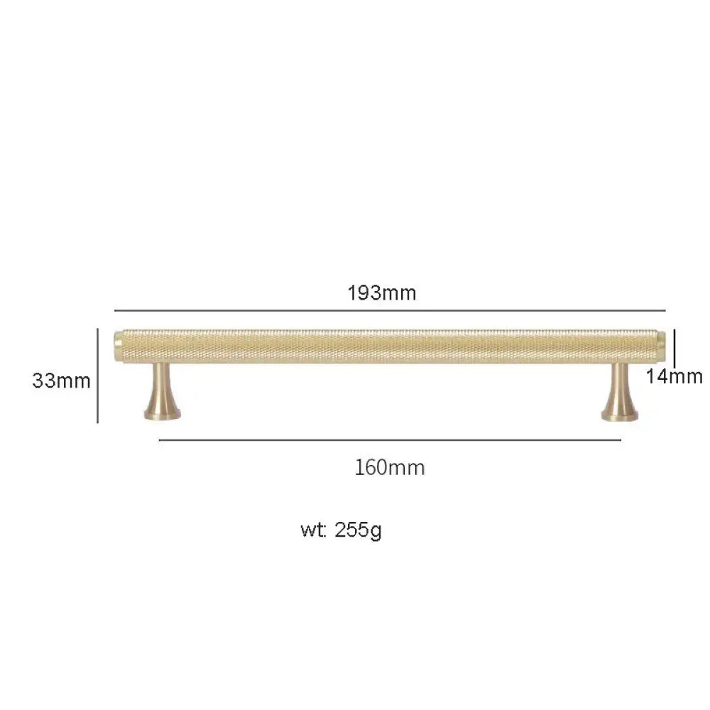 Gold Knurled Brass Kitchen Cabinet Handles – T-Bar Drawer Pulls and Copper Knobs (14mm Diameter) 9001-193 / 1 piece