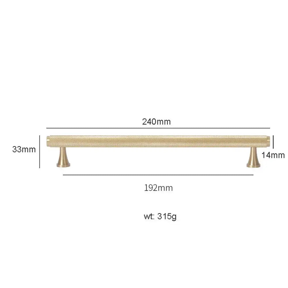 Gold Knurled Brass Kitchen Cabinet Handles – T-Bar Drawer Pulls and Copper Knobs (14mm Diameter) 9001-240 / 1 piece