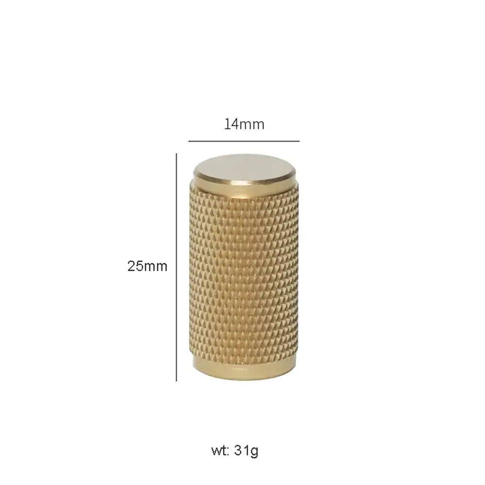 Gold Knurled Brass Kitchen Cabinet Handles – T-Bar Drawer Pulls and Copper Knobs (14mm Diameter) 14mm knob / 1 piece