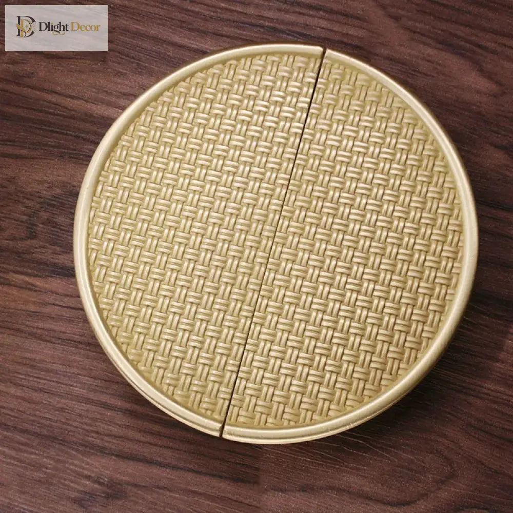 Gold Round Brass Cabinet Handles – Textured Braided Pattern Pulls for Wardrobes Bookcases and Wine Cabinets Knob